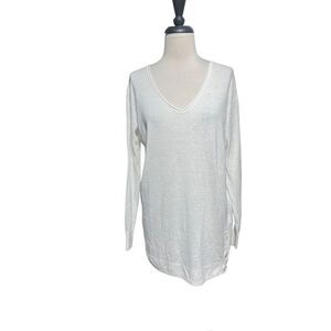 J. Crew Long Sleeve White Linen Tunic Sweater Size Small NWT